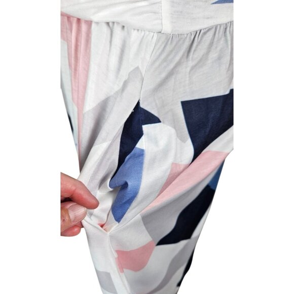 Womens Abstract Print V-Neck Short Sleeve Wrap Midi Dress Size M Casual Everyday - Picture 8 of 15